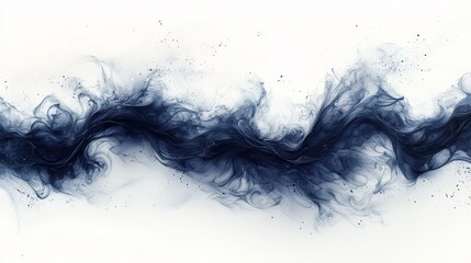 Fototapeta premium Minimalist Black Wave Tattoo Against White Background Depicting Ocean s Flow
