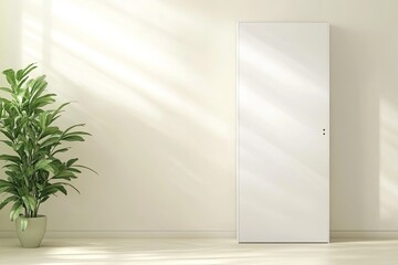 slim white filing cabinet against minimalist wall accented by green indoor plant and soft natural lighting