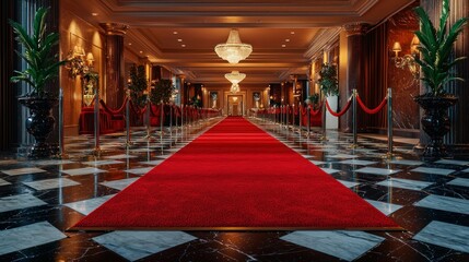 Red carpet, grand hotel lobby, awards ceremony