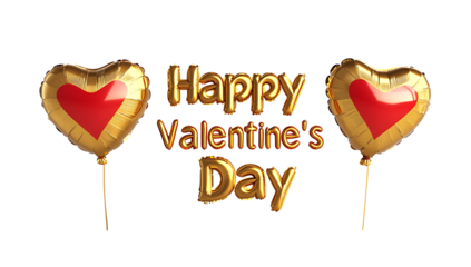 Happy Valentines Day with heart shaped isolated on white background PNG.AI GENERATED