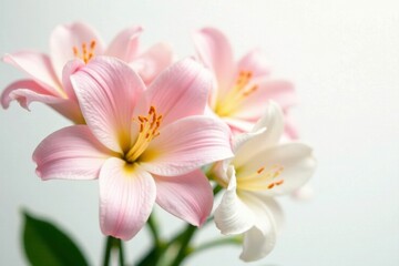 Naklejka premium soft pastel colors of flowers on a white background, bouquet, gardenia, lily