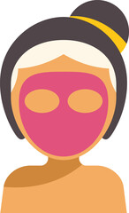 Illustration of a woman relaxing with a pink facial cosmetic mask