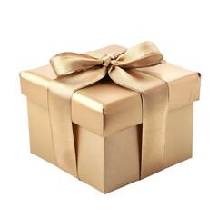 Gift box gold present isolated on transparent background