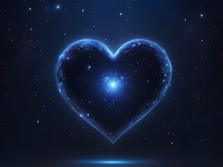 A cosmic-inspired heart glowing in a starry galaxy with a deep blue backdrop.
