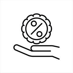 Hand Holding Discount Line Icons Design Elements Illustration