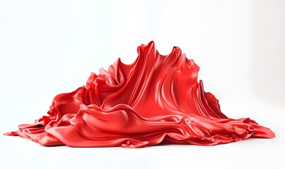 Red silk draped heap, studio backdrop, reveal