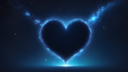 A cosmic-inspired heart glowing in a starry galaxy with a deep blue backdrop.
