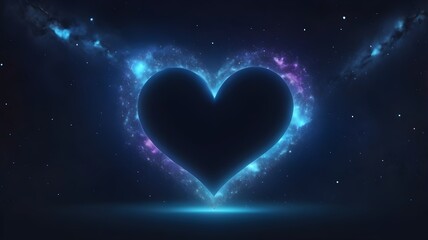 A cosmic-inspired heart glowing in a starry galaxy with a deep blue backdrop.
