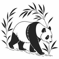 Panda vector silhouette black design white background
