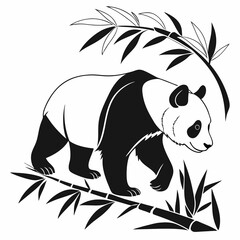 Panda vector silhouette black design white background