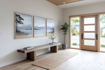 P A minimalist entryway with traditional Japa