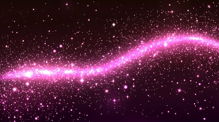 Fototapeta premium Pink Sparkling Stardust Wave Across Dark Background