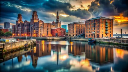 Obraz premium Liverpool Harbor Urban Exploration: Industrial Decay Meets Cityscape