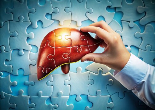 Liver Disease Treatment Concept: Doctor's Hand & Missing Puzzle Piece