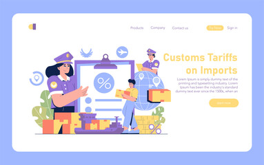 Customs Tariffs on Imports. Flat Vector Illustration