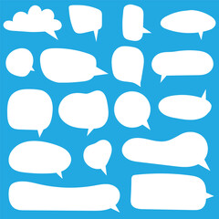 Speech Bubble set. Talk bubble. Blank empty vector white speech bubbles. Speak bubble text, cartoon chatting box, message box. Cartoon balloon word design