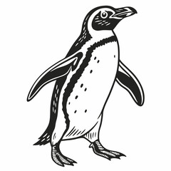 penguin vector silhouette black design white background
