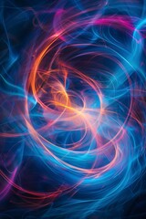 An Abstract girls of vibrant blue pink and orange