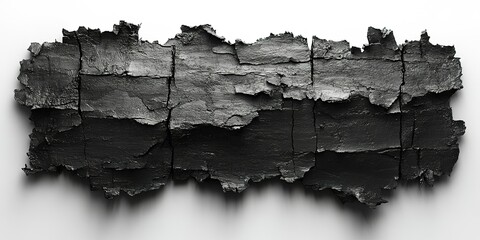 Naklejka premium Detailed texture of black bark fragments arranged artistically on a light background