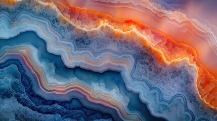 Abstract colorful mineral texture with vibrant layers and wavy patterns resembling crystal formations in natural stone backdrop