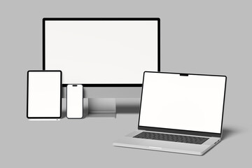 Multi devices responsive website blank mockup