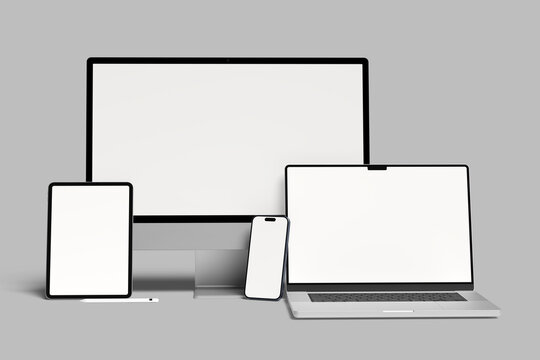 Multi devices responsive website blank mockup