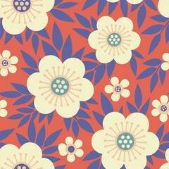 Seamless flowers pattern,Vintage botanical repeat design, Doodle pattern for textile printing factory, Vector design for fashion.