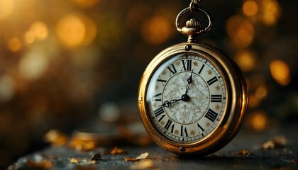 Antique Pocket Watch Golden Hour Photo Vintage Timepiece