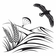 meadow, illustration, grass, nature, vector, plant, in silhouette, backgrounds, black and white, growth, herb, horizon, valley, vertical, abstract, back lit, beauty in nature, fir tree, flower, leaf, 