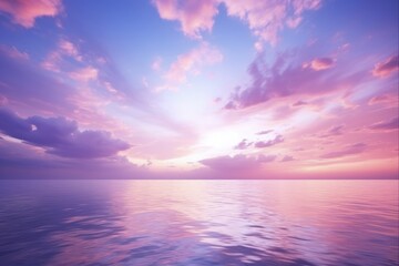 Obraz premium Vanilla Sky at Sunrise: Beautiful Pink and Purple Tones of Nature's Scenic Horizon Over the Sea