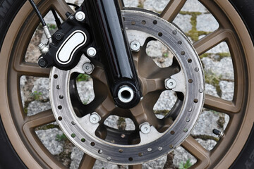 Disc brake on a motorcycle