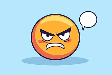 Cartoon angry face with speech bubble.