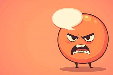 Cartoon angry face with speech bubble.