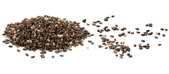 grãos de chia isolado em fundo transparente