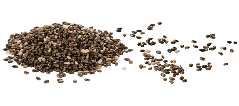 grãos de chia isolado em fundo transparente