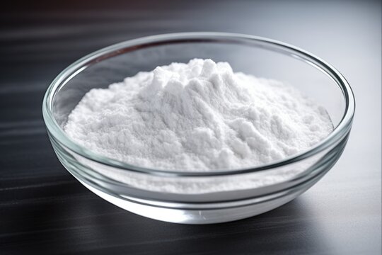 White Calcium Carbonate Chemical Compound Prepared in Petri Dish for Chemistry Experimentation
