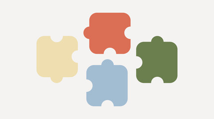 Set of vector puzzle pieces. Concept of teamwork	