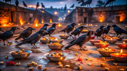 Low Light Ritual: Crows & Pitru Paksha Offerings, India