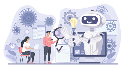 Artificial intelligence and robotic process automation. Innovation technology concept of business using ai. Vector illustration