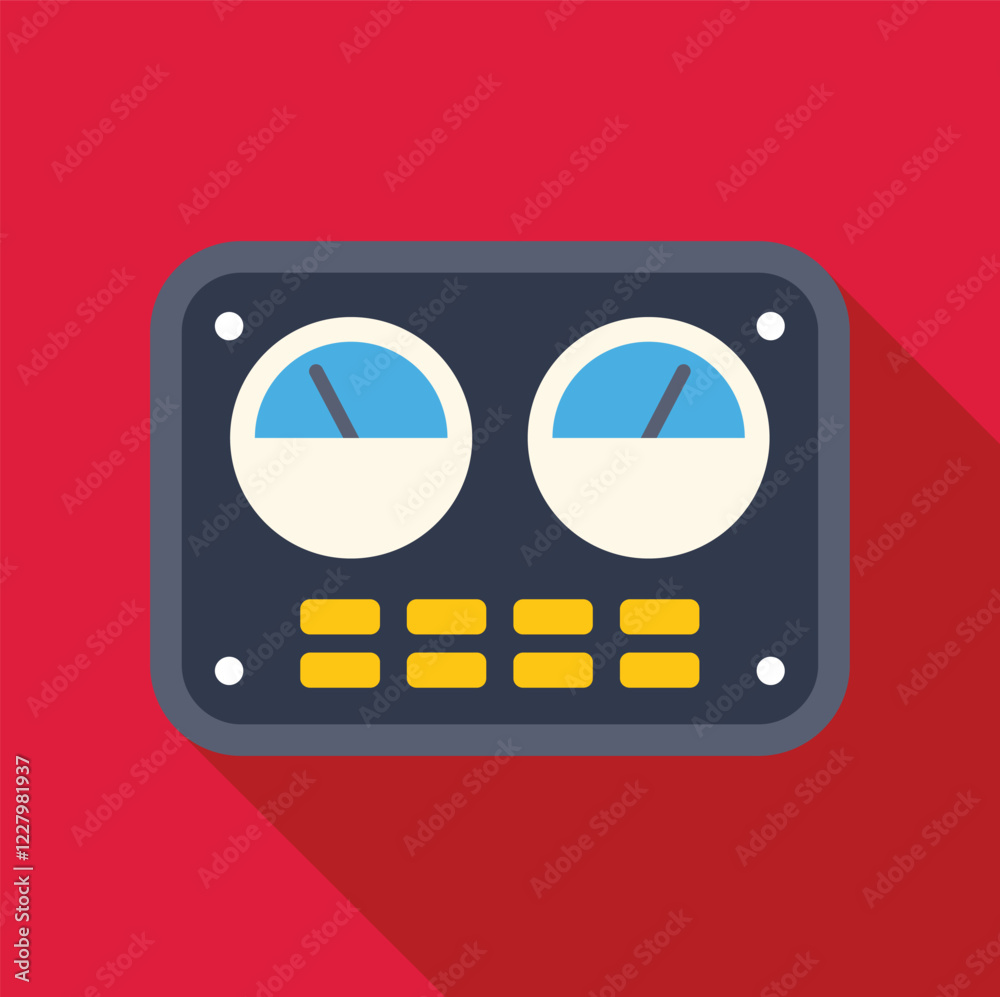 Poster control panel displaying performance indicators, featuring gauges and switches, ideal for monitoring