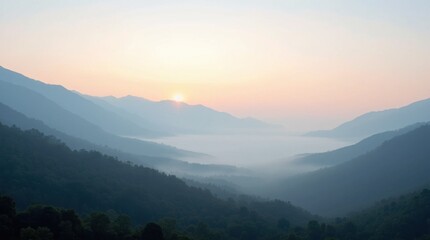 Fototapeta premium Serene Sunrise Mountain Vista