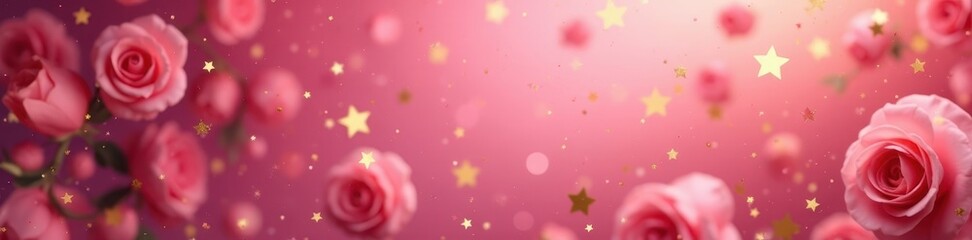 Obraz premium Light rose background densely covered in gold star confetti , light, pattern