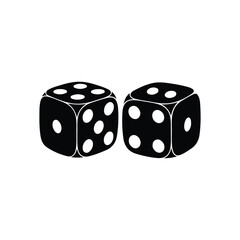 pair of dice, gambling symbols, classic game pieces, board game elements silhouette vector