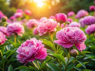 Naklejka premium Lush Pink Peony Flower Background for Digital Marketing Campaigns