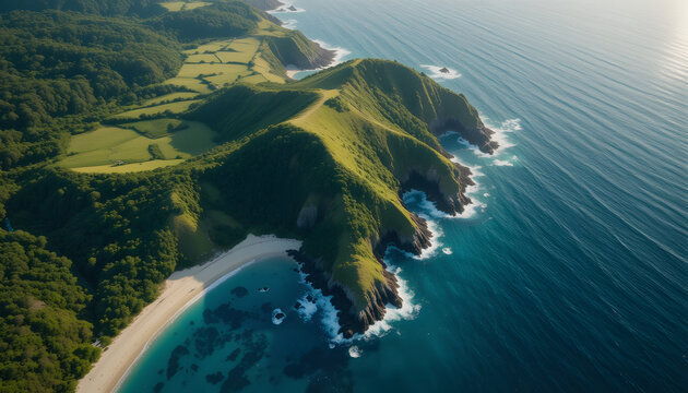 view of the sea and Island , Ariel view, drone shot