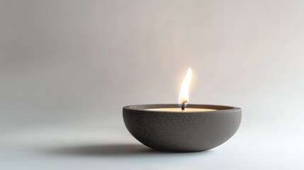 relaxing candle burning, neutral background