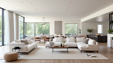 Fototapeta premium Spacious Open-Plan Living Area with Contemporary Furnishings