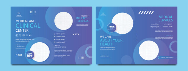 Medical or healthcare square trifold brochure template or Square trifold medical brochure design for checkup, treatment. Medical, healthcare square trifold brochure Clinic Business Brochure template