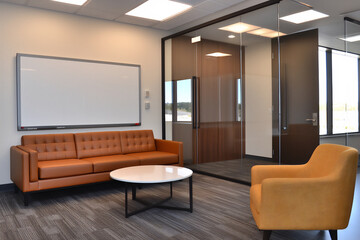 Fototapeta premium P A clean and well-organized office with a gl