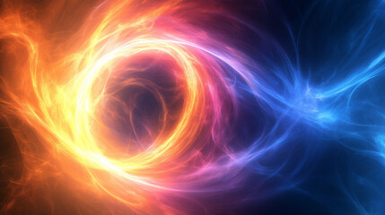 Abstract energy vortex with fire and ice elements. Ideal for creative design, digital art, or cosmic themes.